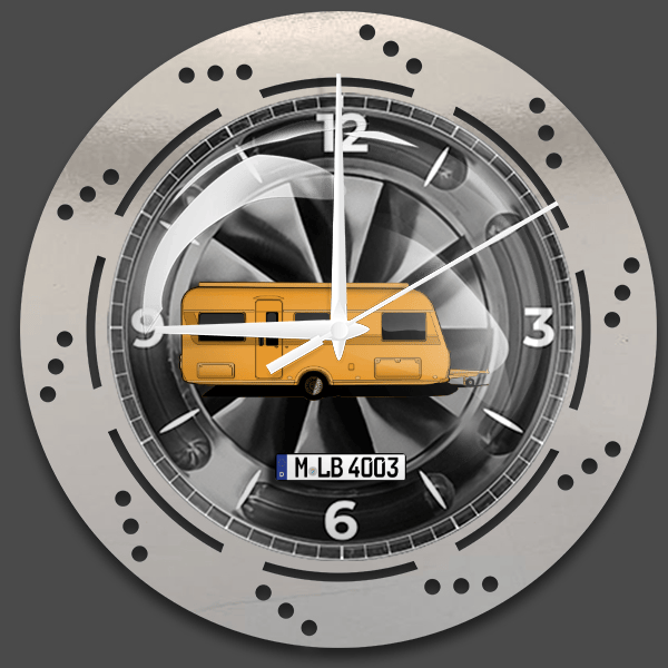 Musica 520D Wanduhr personalisiert mit deinem Campinganhänger u. Kennzeichen!