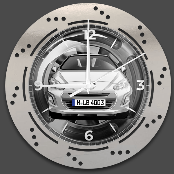 308 Wanduhr personalisiert mit deinem Auto u. Kennzeichen!
