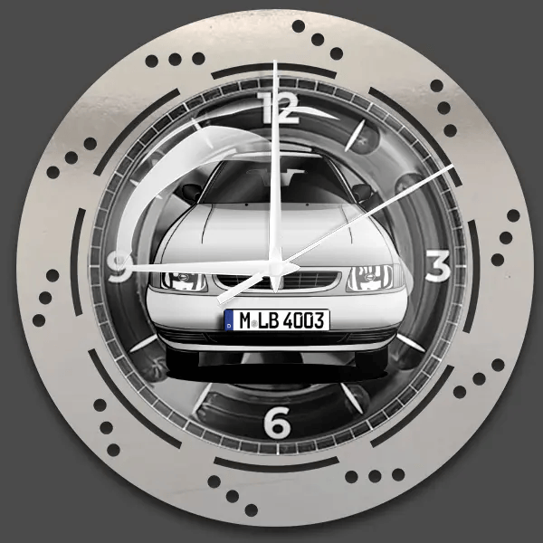 Ibiza (3-Türer) Wanduhr personalisiert mit deinem Auto u. Kennzeichen!