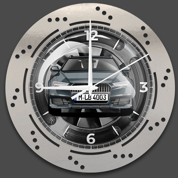 A6 Allroad Wanduhr personalisiert mit deinem Auto u. Kennzeichen!