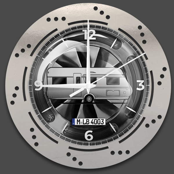 Averso Plus Wanduhr personalisiert mit deinem Campinganhänger u. Kennzeichen!