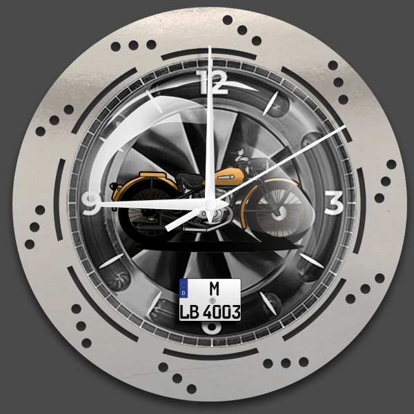 Model 125 Wanduhr personalisiert mit deinem Motorrad u. Kennzeichen!