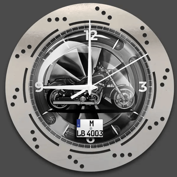 Low Rider Wanduhr personalisiert mit deinem Motorrad u. Kennzeichen!