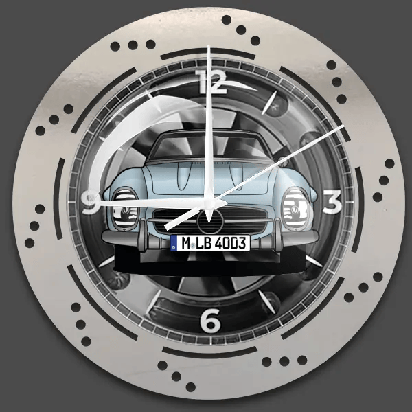 300 SL Cabriolet Wanduhr personalisiert mit deinem Auto u. Kennzeichen!