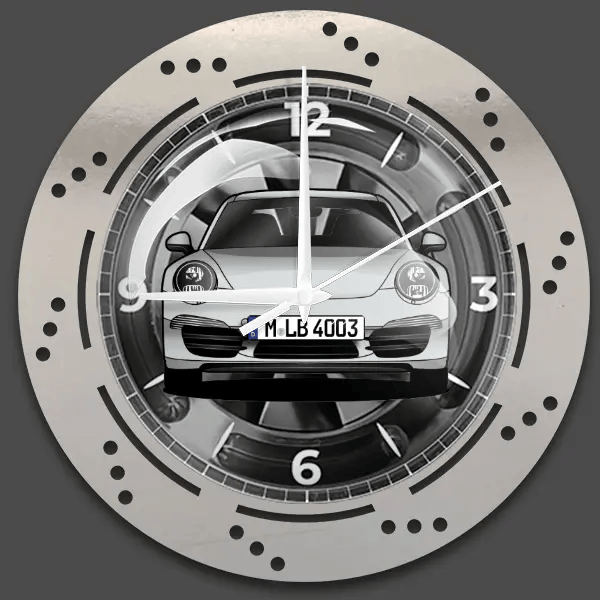 911 991 Wanduhr personalisiert mit deinem Auto u. Kennzeichen!