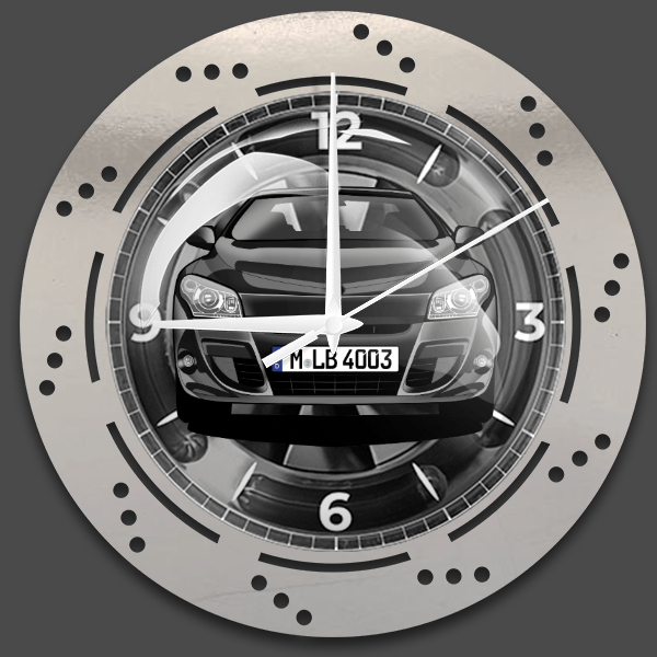 Megane Coupe Wanduhr personalisiert mit deinem Auto u. Kennzeichen!