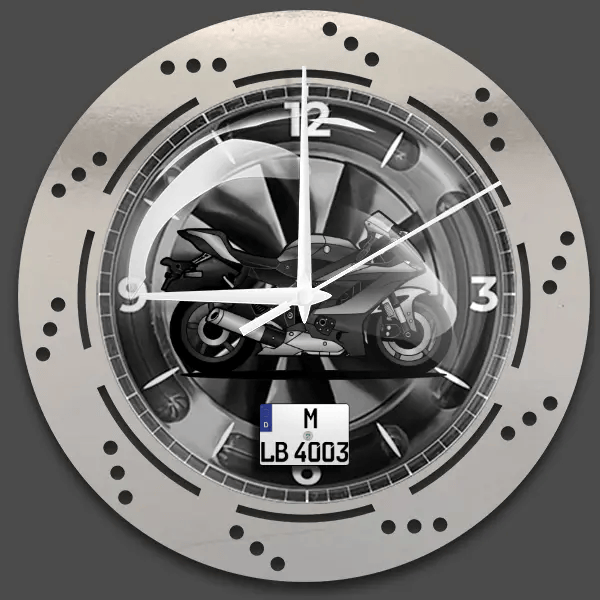 YZF-R6 Wanduhr personalisiert mit deinem Motorrad u. Kennzeichen!