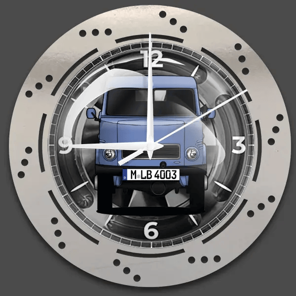 Unimog Baureihe 401 Froschauge Wanduhr personalisiert mit deinem LKW u. Kennzeichen!