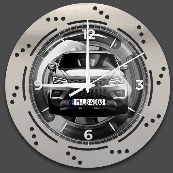 Ateca Wanduhr personalisiert mit deinem Auto u. Kennzeichen!