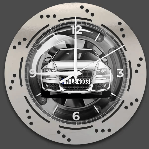 S8 Wanduhr personalisiert mit deinem Auto u. Kennzeichen!