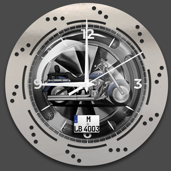 FLSTF Fat Boy Wanduhr personalisiert mit deinem Motorrad u. Kennzeichen!