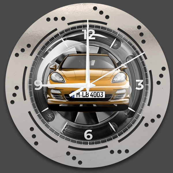 Panamera Wanduhr personalisiert mit deinem Auto u. Kennzeichen!