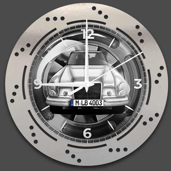 280 S Wanduhr personalisiert mit deinem Auto u. Kennzeichen!