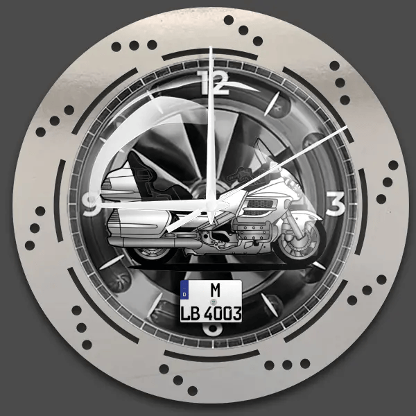 GL 1800 Wanduhr personalisiert mit deinem Motorrad u. Kennzeichen!