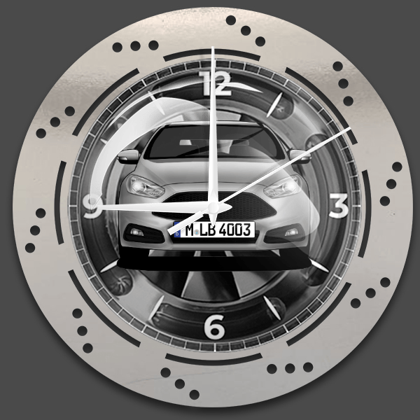 Focus ST Wanduhr personalisiert mit deinem Auto u. Kennzeichen!