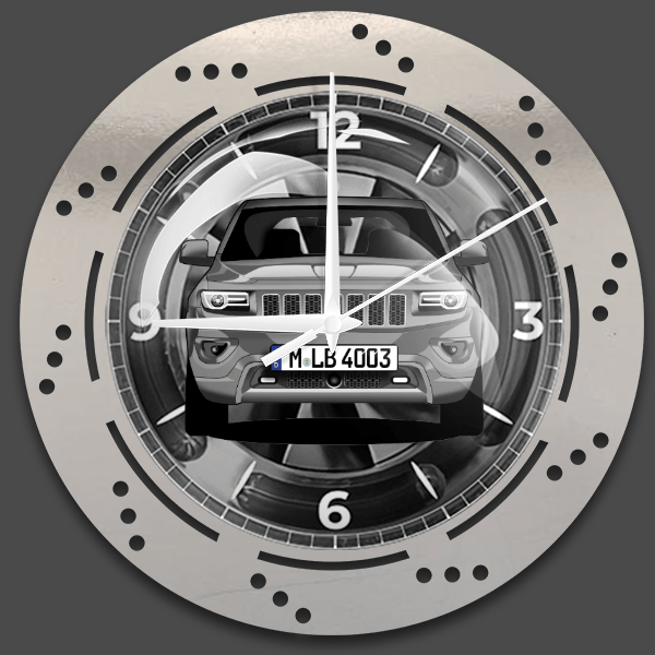 Grand Cherokee Wanduhr personalisiert mit deinem Auto u. Kennzeichen!