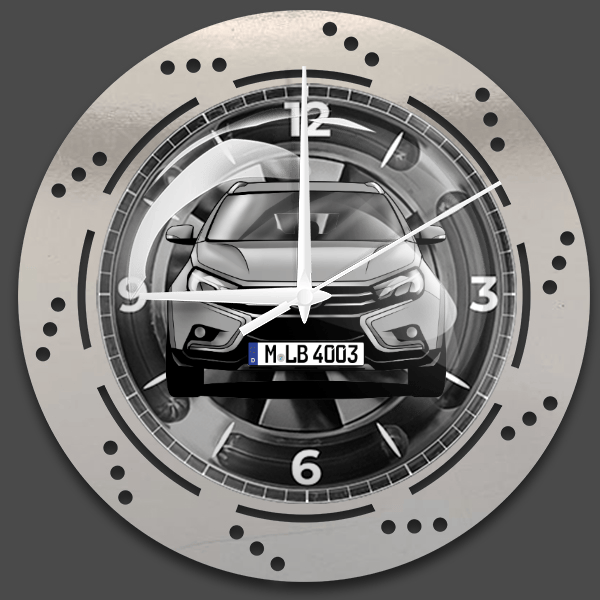 Vesta SW Cross Wanduhr personalisiert mit deinem Auto u. Kennzeichen!