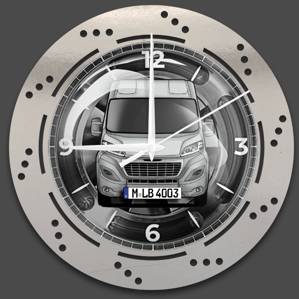 636 Wanduhr personalisiert mit deinem Wohnwagen u. Kennzeichen!