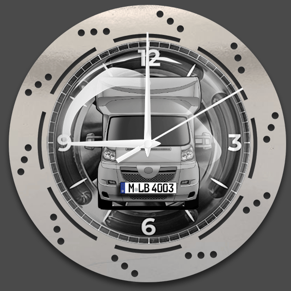 T22 Wanduhr personalisiert mit deinem Wohnwagen u. Kennzeichen!