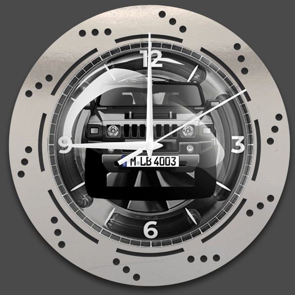 H2 Wanduhr personalisiert mit deinem Auto u. Kennzeichen!