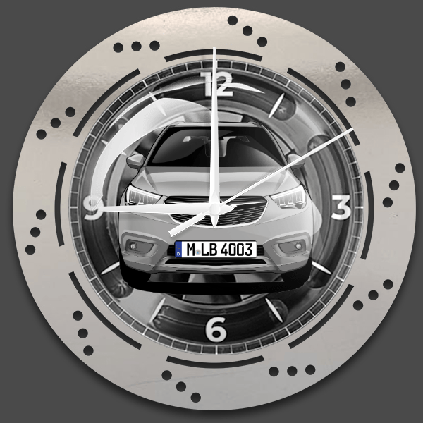 Crossland X Wanduhr personalisiert mit deinem Auto u. Kennzeichen!