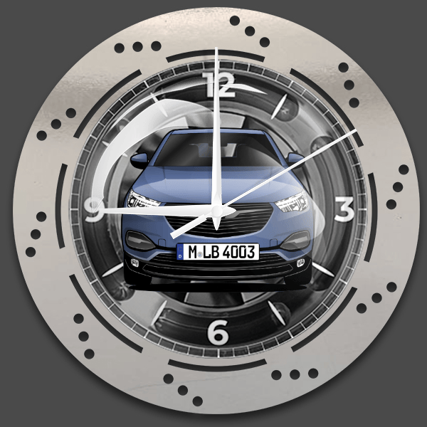 Grandland X Enjoy Wanduhr personalisiert mit deinem Auto u. Kennzeichen!