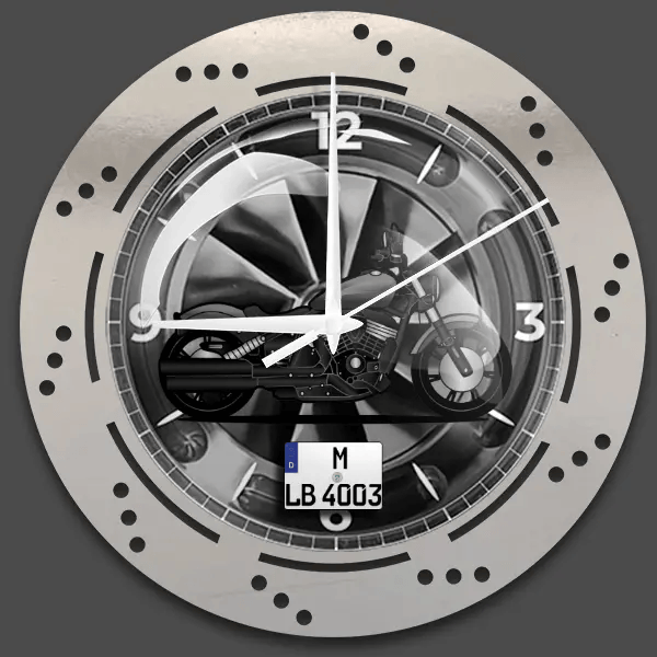 Chief Dark Horse Wanduhr personalisiert mit deinem Motorrad u. Kennzeichen!