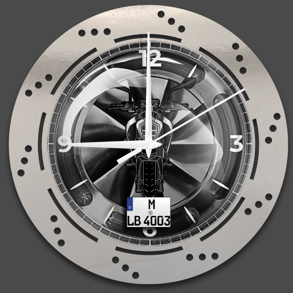 125 Duke Wanduhr personalisiert mit deinem Motorrad u. Kennzeichen!