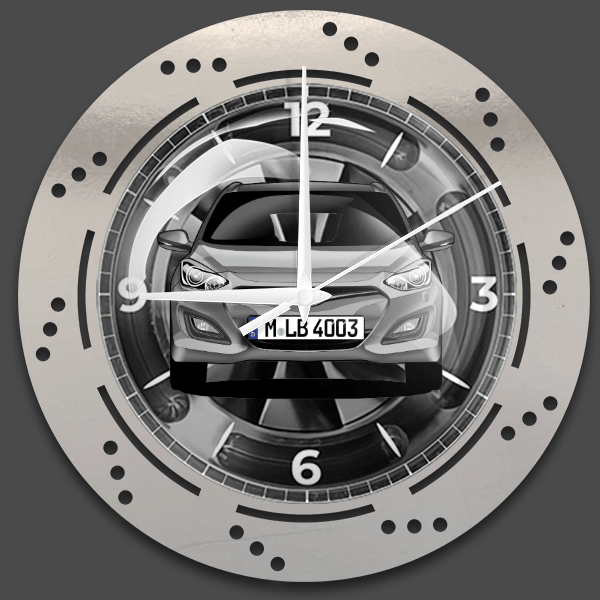 i30 (3-Türer) Wanduhr personalisiert mit deinem Auto u. Kennzeichen!