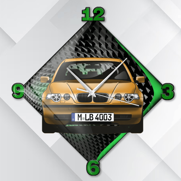 3er Reihe Compact Wanduhr personalisiert mit deinem Auto u. Kennzeichen!