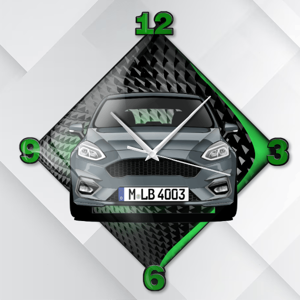 Fiesta ST Wanduhr personalisiert mit deinem Auto u. Kennzeichen!