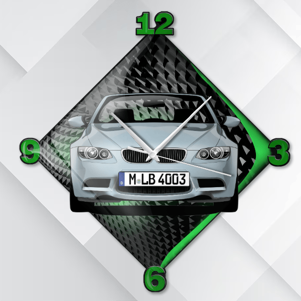 M3 Wanduhr personalisiert mit deinem Auto u. Kennzeichen!