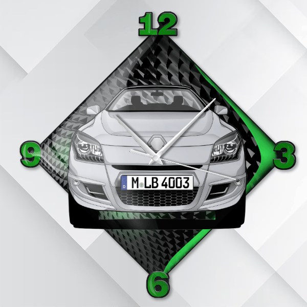 Megane Cabriolet Wanduhr personalisiert mit deinem Auto u. Kennzeichen!