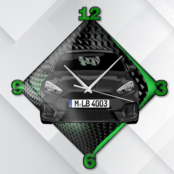 Focus RS Wanduhr personalisiert mit deinem Auto u. Kennzeichen!