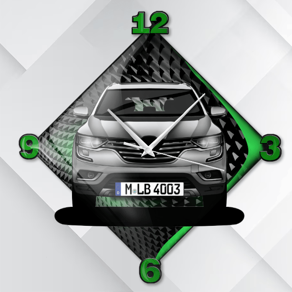 Koleos Wanduhr personalisiert mit deinem Auto u. Kennzeichen!