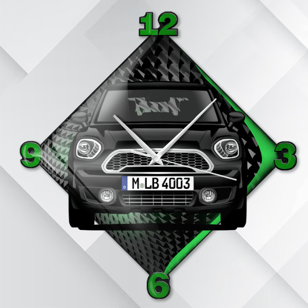 Countryman Cooper Wanduhr personalisiert mit deinem Auto u. Kennzeichen!