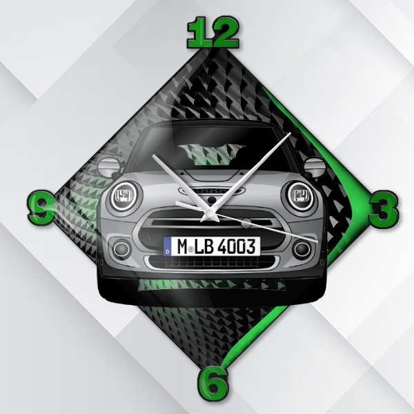 Cooper SE Wanduhr personalisiert mit deinem Auto u. Kennzeichen!