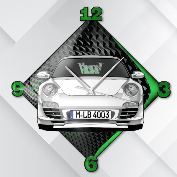 911 997 Coupe Wanduhr personalisiert mit deinem Auto u. Kennzeichen!