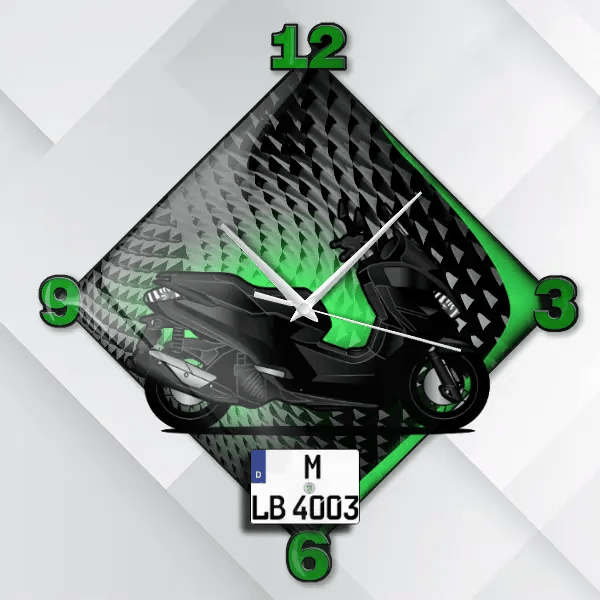 Pulsion Wanduhr personalisiert mit deinem Motorrad u. Kennzeichen!