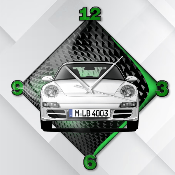 911 991 Targa Wanduhr personalisiert mit deinem Auto u. Kennzeichen!