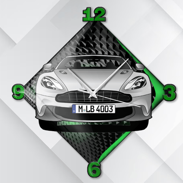 Vanquish Cabriolet Wanduhr personalisiert mit deinem Auto u. Kennzeichen!