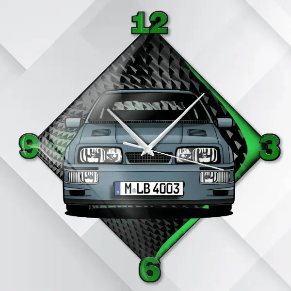 Sierra RS Cosworth Wanduhr personalisiert mit deinem Auto u. Kennzeichen!