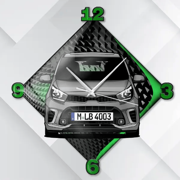 Picanto GT-line Wanduhr personalisiert mit deinem Auto u. Kennzeichen!