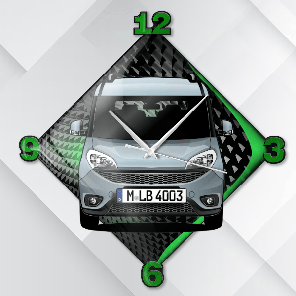 Doblo Wanduhr personalisiert mit deinem Auto u. Kennzeichen!