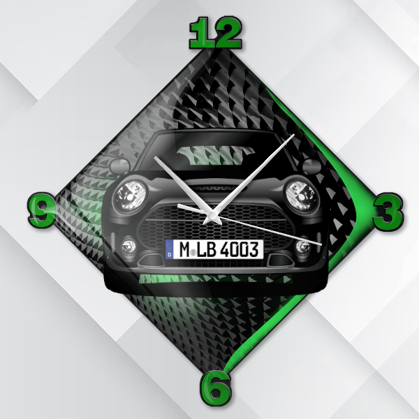 Clubman Wanduhr personalisiert mit deinem Auto u. Kennzeichen!