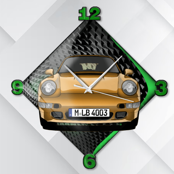 993 Coupe Wanduhr personalisiert mit deinem Auto u. Kennzeichen!