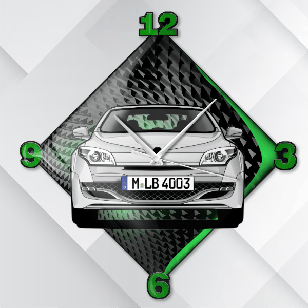 Megane RS Wanduhr personalisiert mit deinem Auto u. Kennzeichen!