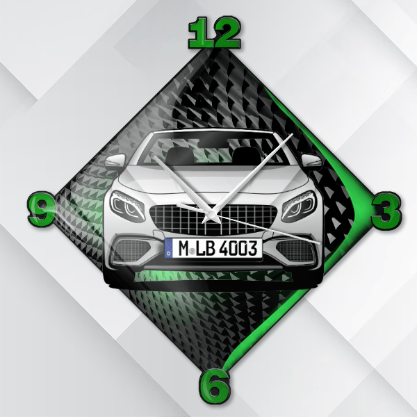 S-Klasse Coupe Wanduhr personalisiert mit deinem Auto u. Kennzeichen!