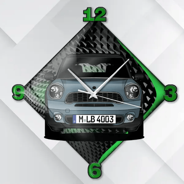 Paceman Cooper Wanduhr personalisiert mit deinem Auto u. Kennzeichen!