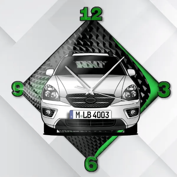 Carens Wanduhr personalisiert mit deinem Auto u. Kennzeichen!